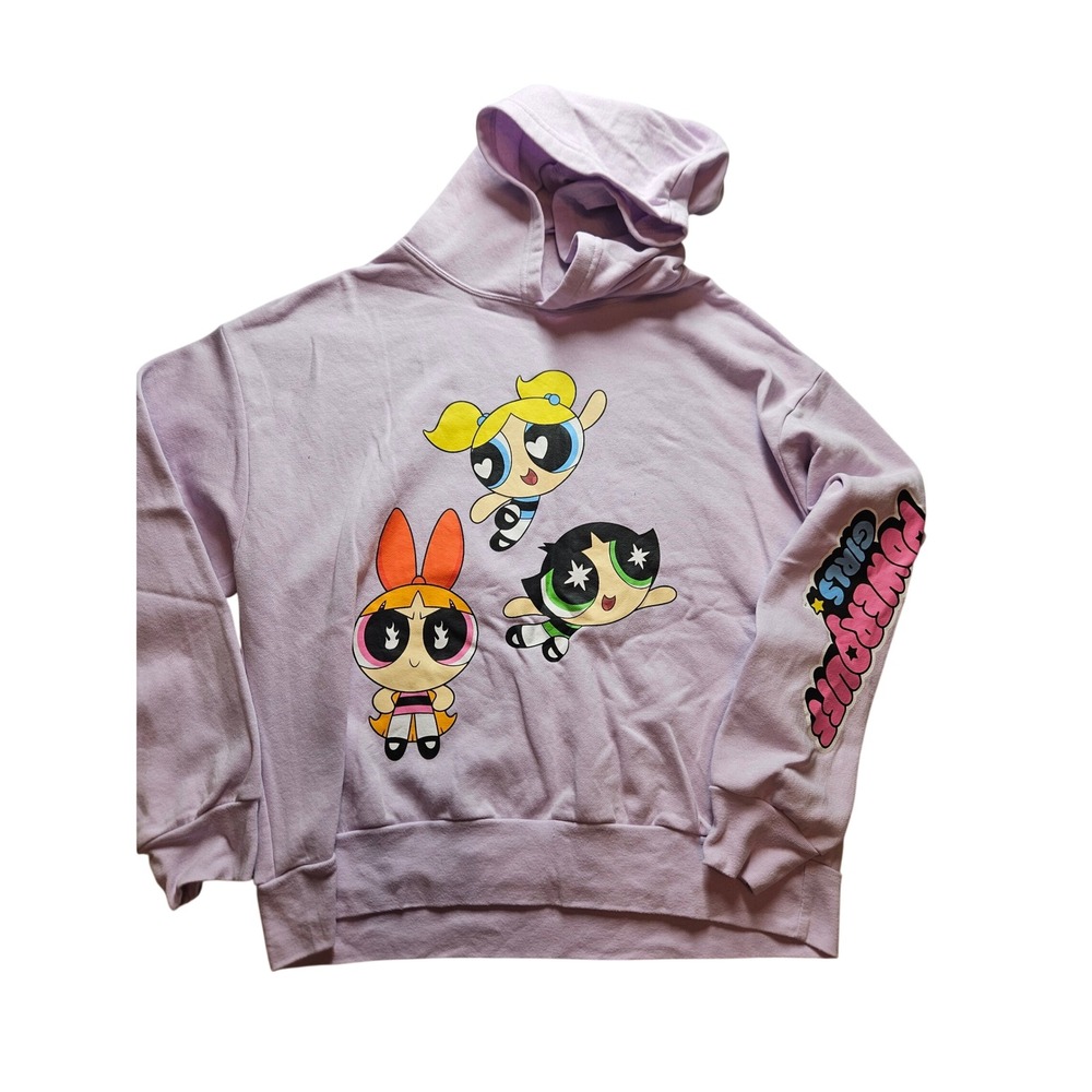 Cartoon Network Powerpuff Girls Graphic Hoodie Lavender Purple Large Pullover